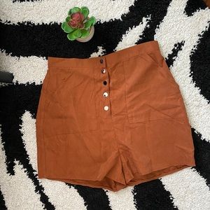 NWT Missguided Button Fly Brown Shorts 8